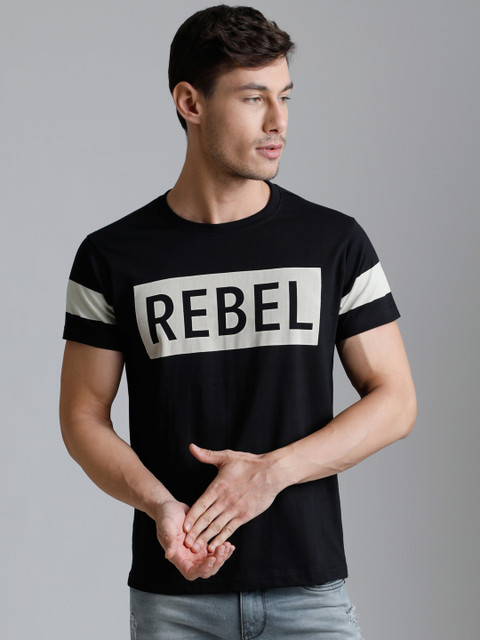 

DILLINGER Men Black Printed Round Neck T-shirt