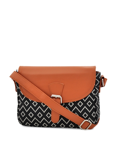 

STELLER Tan Brown & Black Printed Sling Bag