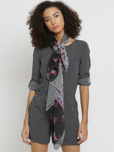

J Style Black & Grey Printed Scarf