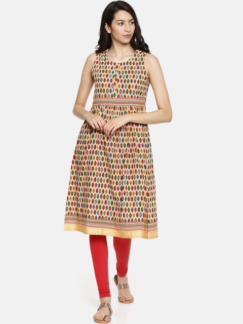 

Anouk Women Beige Printed A-Line Kurta