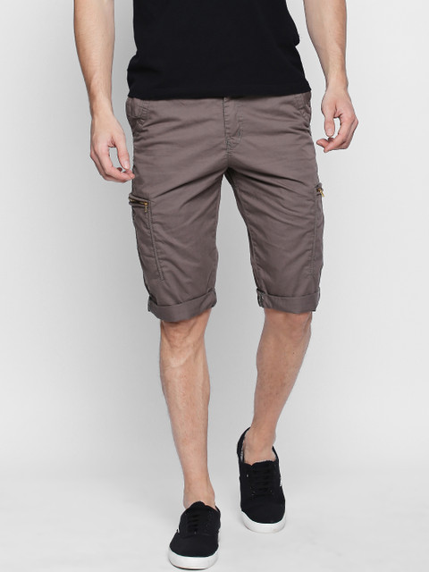 

AVOQ Men Grey Solid Regular Fit Regular Shorts