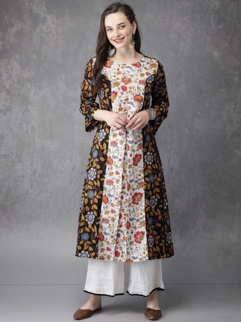 

Anouk Women Black Printed A-Line Kurta