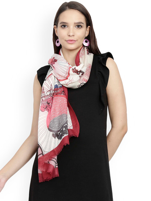 

FabSeasons Women Off-White & Red Printed Scarf