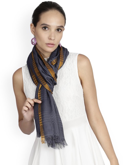 

FabSeasons Women Grey Self Design Scarf