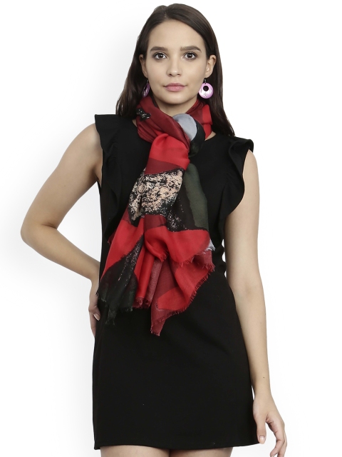 

FabSeasons Red & Green Printed Scarf