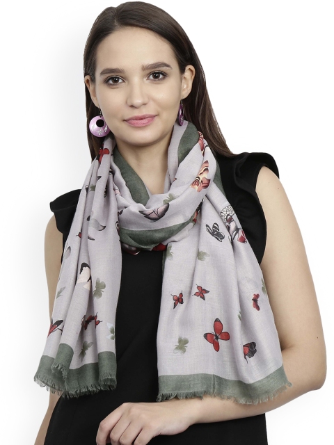 

FabSeasons Grey & Red Printed Scarf