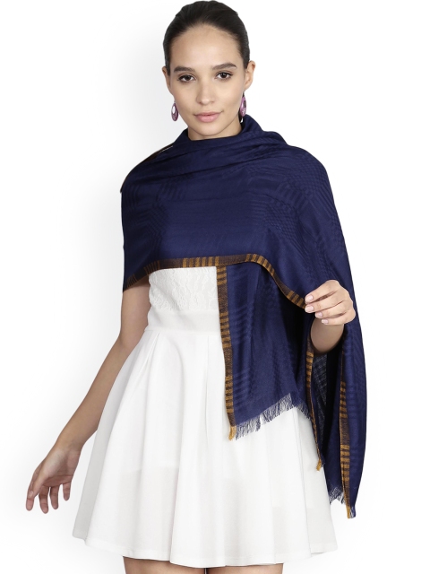 

FabSeasons Women Navy Blue & Navy Blue Self Design Scarf