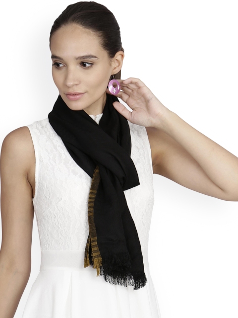 

FabSeasons Women Black Self Design Scarf