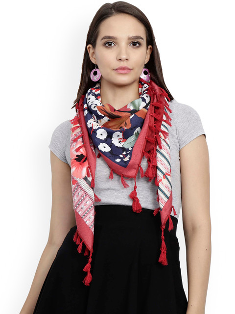 

FabSeasons Pink & Blue Printed Scarf