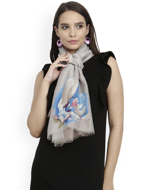 

FabSeasons Grey & Blue Printed Scarf