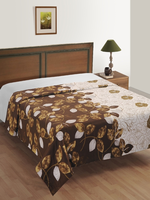 

SWAYAM Brown & White Floral Mild Winter 120 GSM Double Bed Dohar