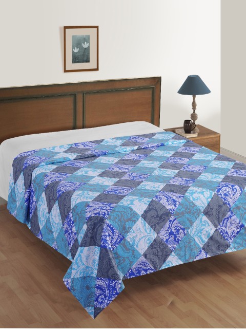 

SWAYAM Blue & Grey Floral Mild Winter 120 GSM Double Bed Dohar