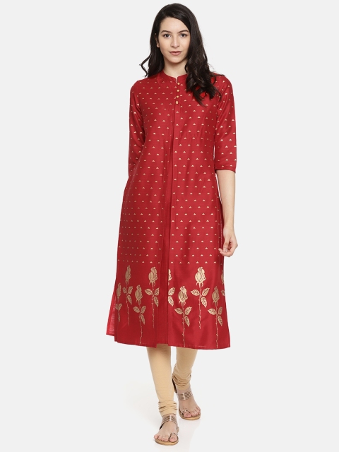 

Anouk Women Red & Golden Printed A-Line Kurta