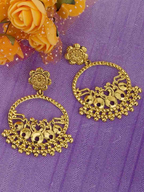 

Voylla Gold-Toned Circular Drop Earrings