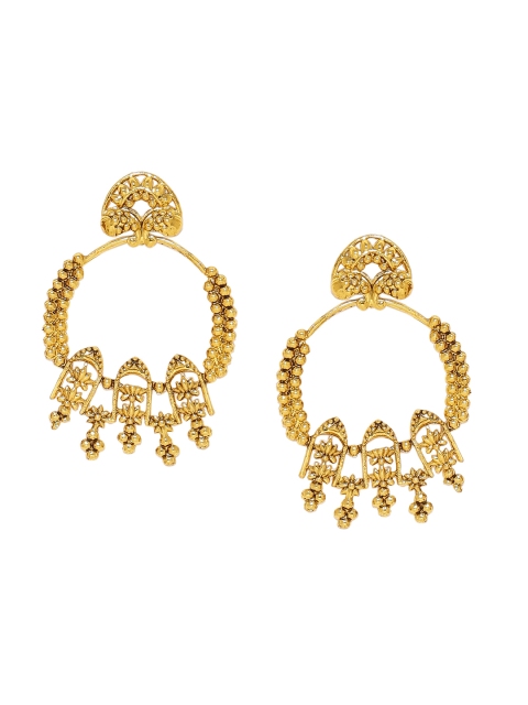 

Voylla Gold-Toned Circular Drop Earrings