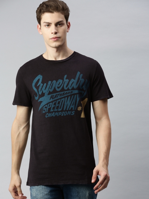 

Superdry Men Black Printed Round Neck T-shirt