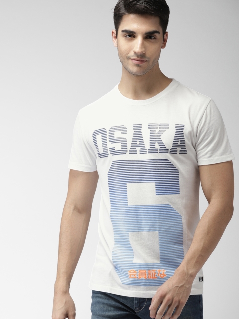 

Superdry Men White Printed Round Neck T-shirt