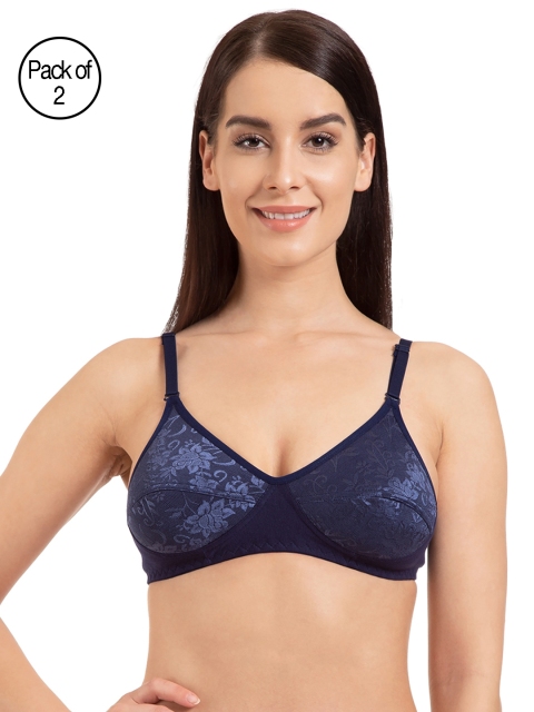 

Tweens Women Blue Self-Design Pack of 2 Everyday Bras TW287-2PC-NBLU