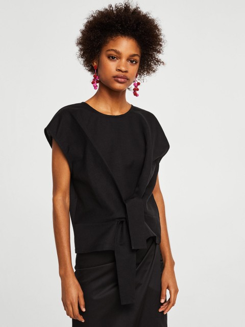 

MANGO Women Black Solid Top