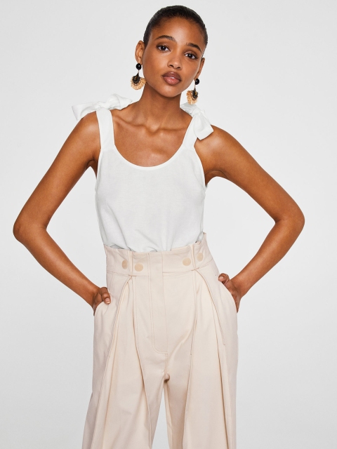 

MANGO Women White Solid Top