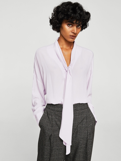

MANGO Women Lavender Solid Top