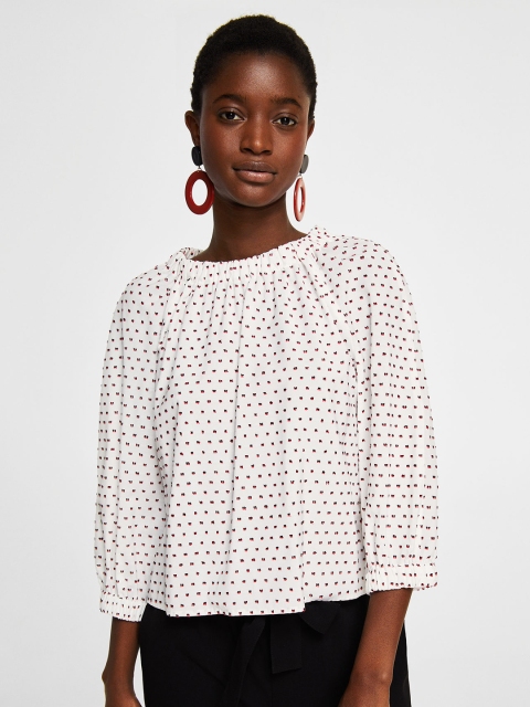 

MANGO Women Off-White Printed Top