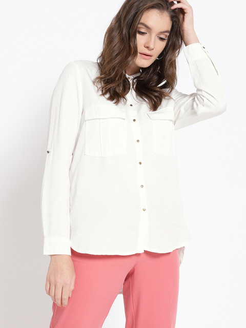 

MANGO Women White Regular Fit Solid Casual Shirt