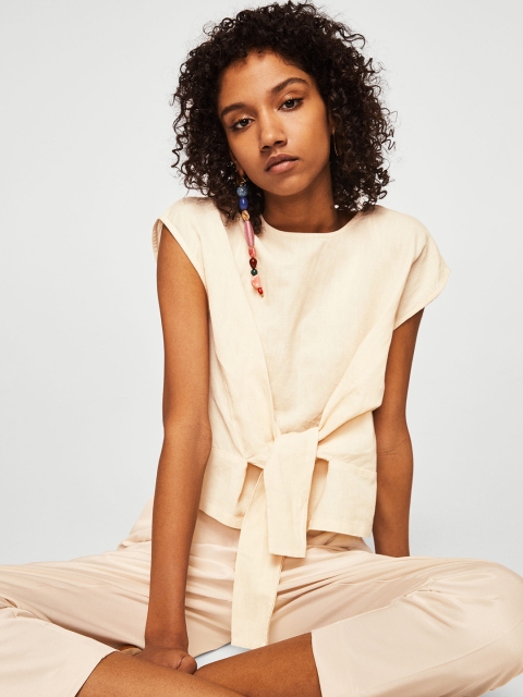 

MANGO Women Beige Solid Top