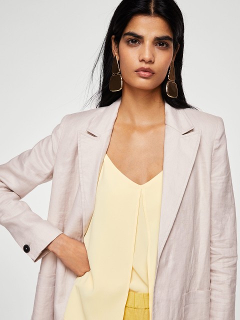 

MANGO Women Yellow Solid Top
