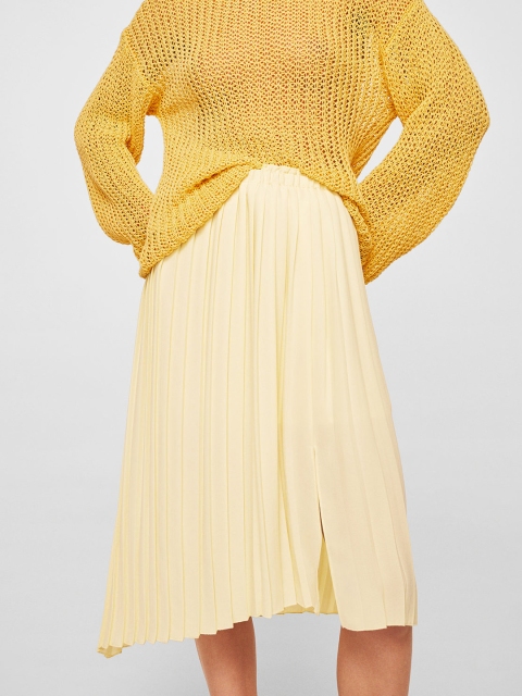 

FOREVER 21 Yellow Midi Pleated Skirt