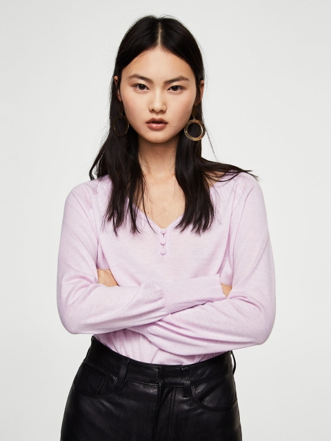 

MANGO Women Lavender Solid Sweater