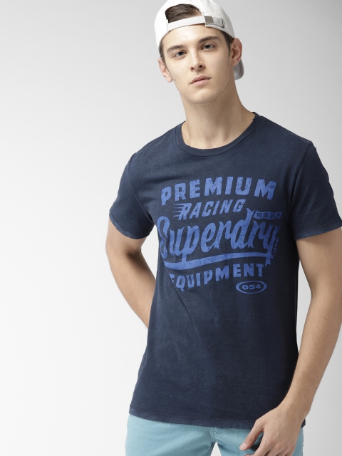 

Superdry Men Navy Printed Round Neck T-shirt, Navy blue
