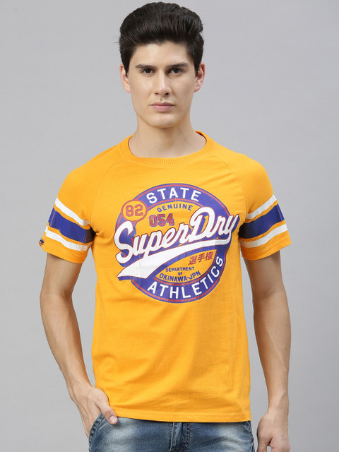 

Superdry Men Yellow Printed MAJOR LEAGUE Round Neck T-shirt