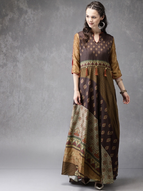 

Anouk Women Brown Printed A-Line Kurta