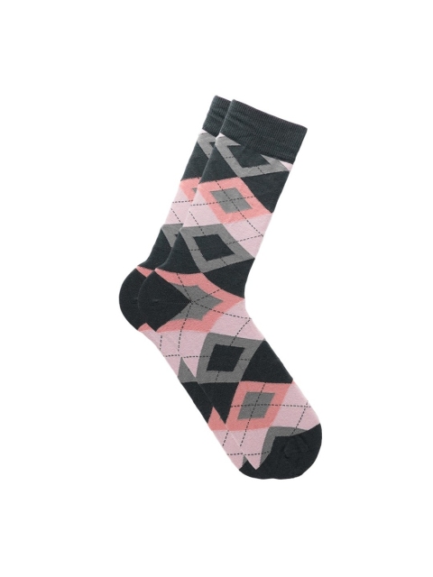 

Soxytoes Men Grey & Pink Patterned Socks