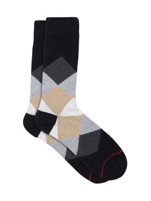 

Soxytoes Men Black, Grey & Beige Patterned Socks