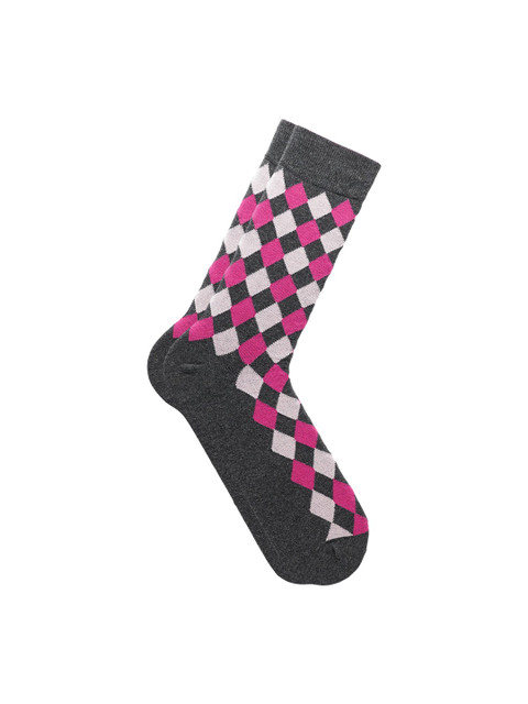

Soxytoes Men Grey & Pink Patterned Socks