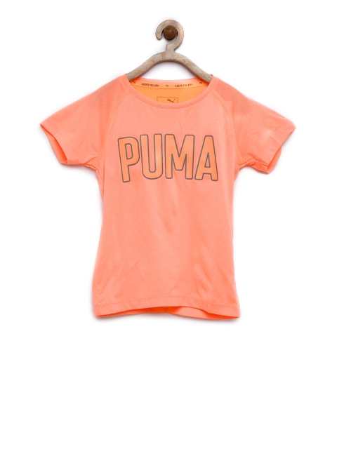 

Puma Girls Peach-Coloured Printed Top