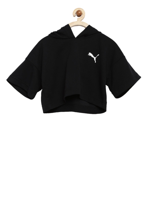 

Puma Girls Black Solid Hood T-shirt