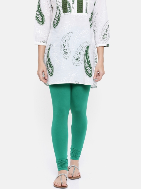 

Go Colors Women Sea Green Solid Churidar Length Leggings