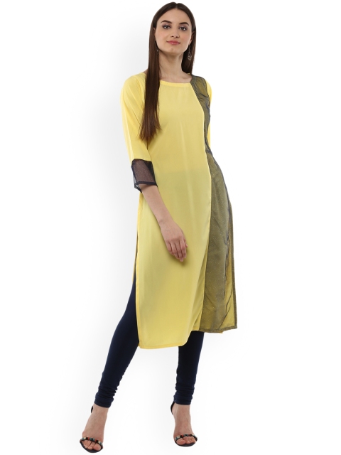 

Trend Factory Women Yellow Solid Straight Kurta