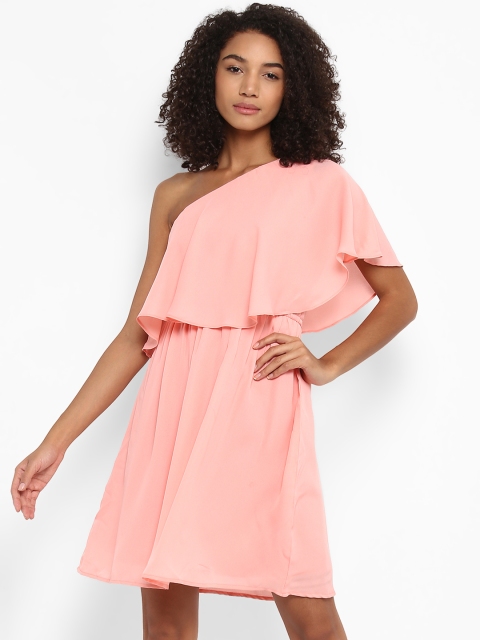 

Harpa Women Pink Solid Fit and Flare Dress