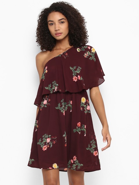 

Harpa Women Maroon Printed Fit and Flare Dress