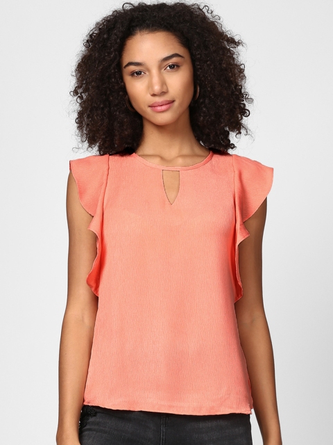 

Harpa Women Peach-Coloured Self Design Top