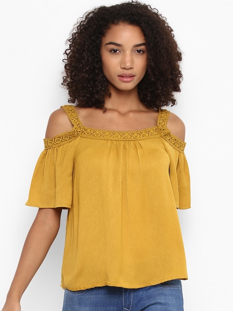 

Harpa Women Mustard Self Design Top