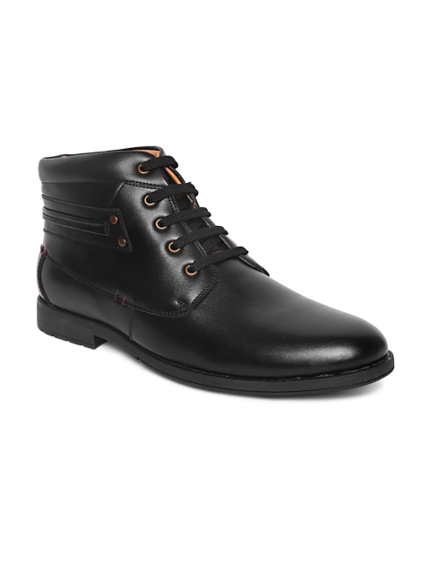 

San Frissco Men Black Solid Mid-Top Flat Boots