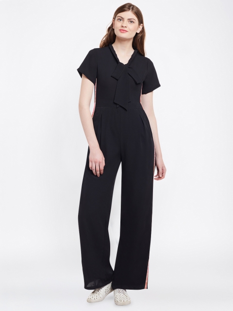 

Martini Black Side Stripe Knotted Neck Jumpsuit
