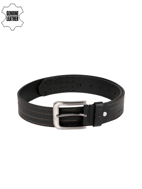 

SPYKAR Men Black Textured Leather Belt
