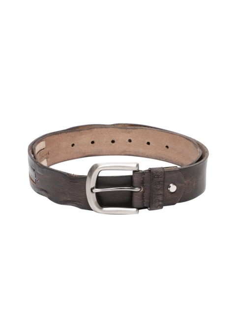 

SPYKAR Men Brown Genuine Leather Textured Belt