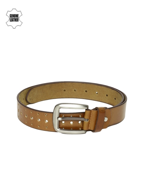 

SPYKAR Men Tan Genuine Leather Cutwork Belt